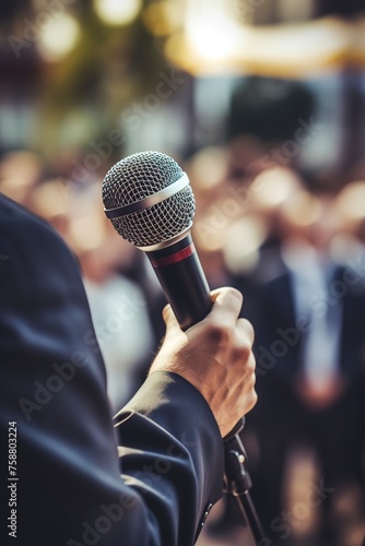 man's hands holding a microphone