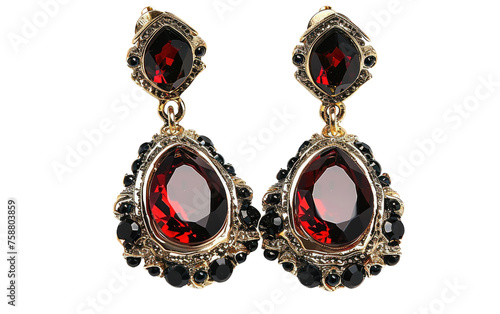 Garnet Earring isolated on transparent Background