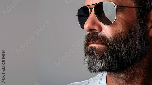Close-up of a beautiful 35 year old man with sunglasses