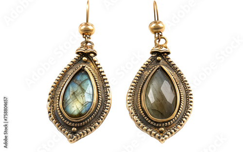 Golden Labradorite Earring isolated on transparent Background
