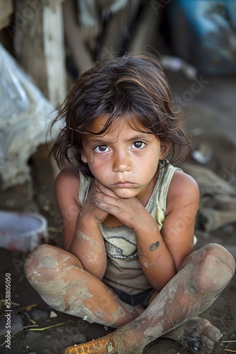 Latin American children living in extreme poverty photo