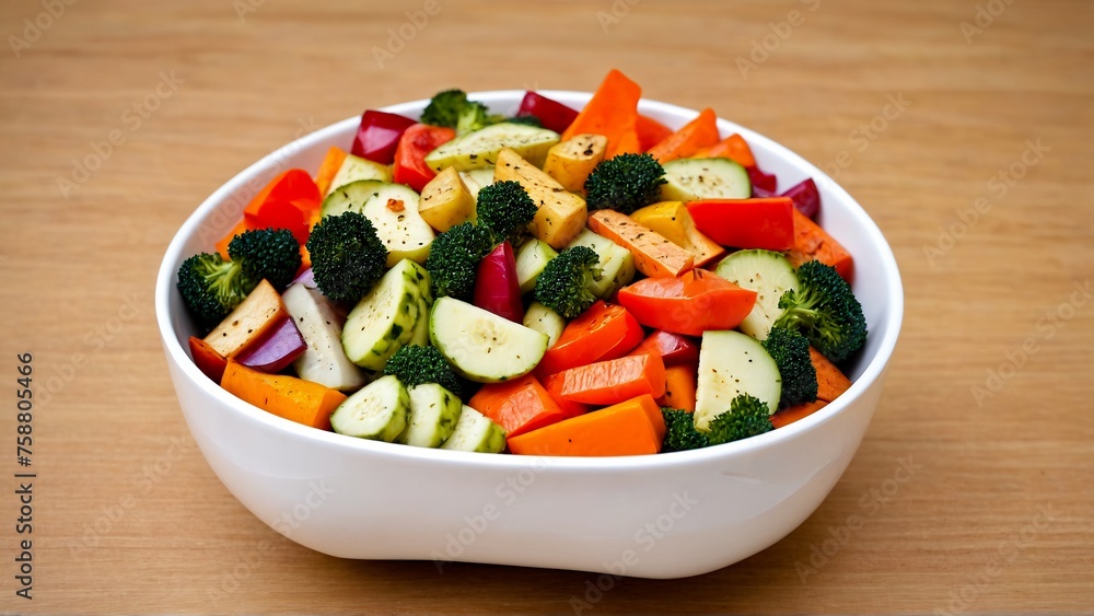 mix of cooked vegetables in bowl , variety of grilled vegetables in bowl on abstract background, Zucchini, bell peppers, hot peppers, tomatoes and green parsley mix of cooked vegetables in bowl , variety of grilled vegetables in bowl on abstract background, Zucchini, bell peppers, hot peppers, tomatoes and green parsley