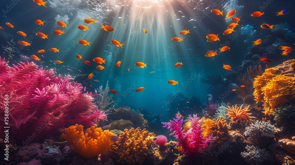 underwater photography of coral reefs with fish and fauna underwater photography of coral reefs with fish and fauna
