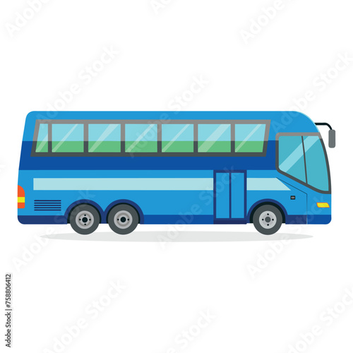 Coach Bus vehicle Road Transport flat vector illustration