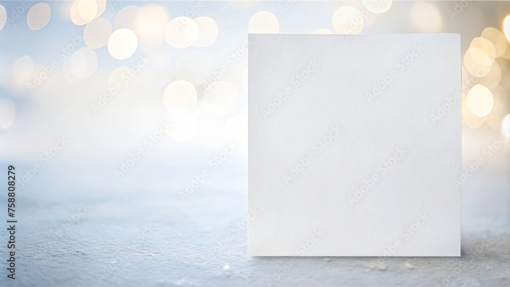 Blue Bokeh Background with Blank Paper Blue Bokeh Background with Blank Paper