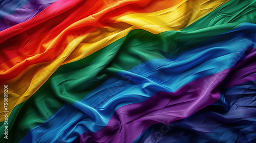 Close Up of Rainbow Colored Fabric. Generative AI