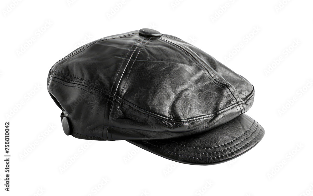 The Black Leather Cap isolated on transparent Background The Black Leather Cap isolated on transparent Background