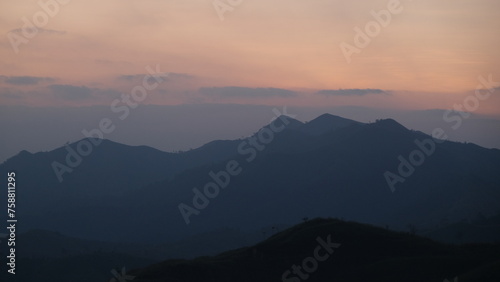 Sunset over the mountains in the evening. Description41/200 