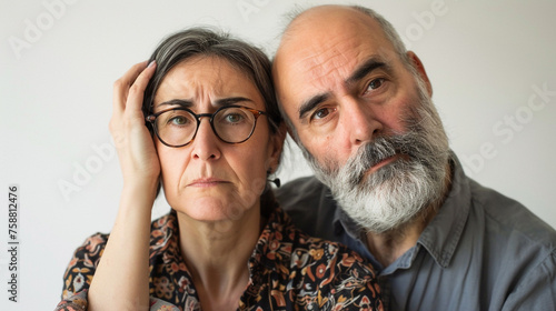 A retied couple of Middle age man and woman in distress theold woman look stressed