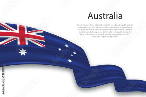 Abstract Wavy Flag of Australia on White Background