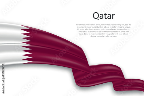 Abstract Wavy Flag of Qatar on White Background