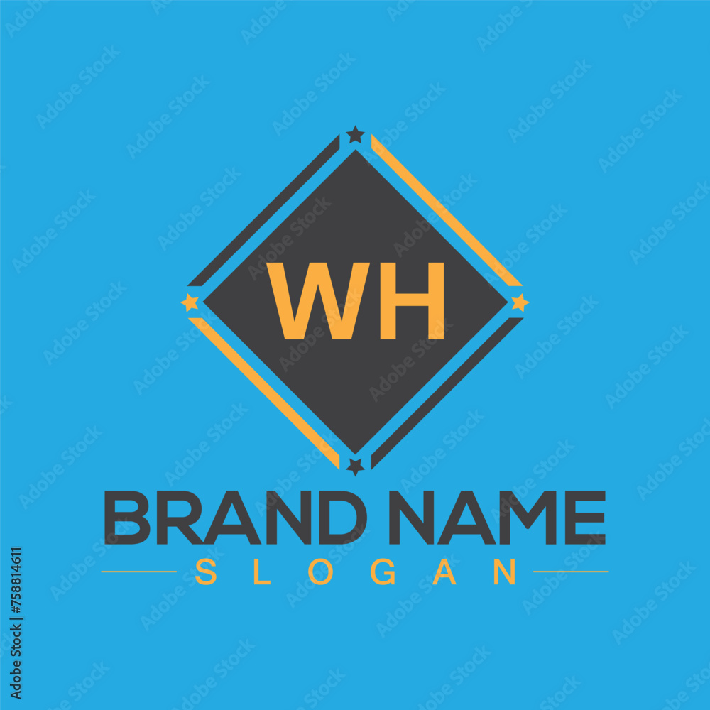 Initial WH letter logo design with creative square symbol