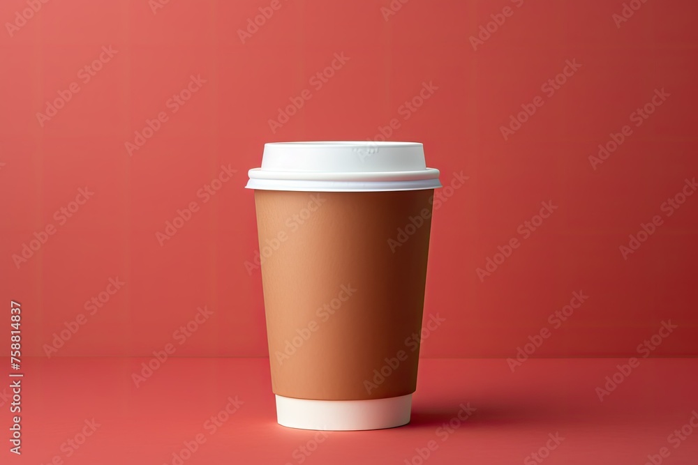 Coffee Cup Mockup on Solid Background. Minimalistic Design with Copy Space, No Text, Solid Color Paper Coffee Cup Mockup on Solid Background. Minimalistic Design with Copy Space, No Text, Solid Color Paper