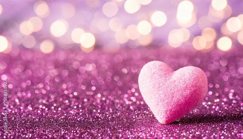 romantic love bokeh background in pink for valentine s day or wedding decorative heart background purple glitter lights background defocused