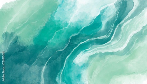 abstract watercolor paint background by teal color blue and green with liquid fluid texture for background banner