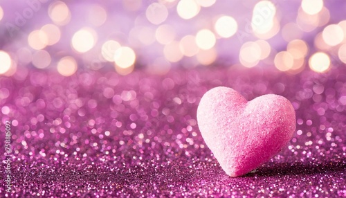 romantic love bokeh background in pink for valentine s day or wedding decorative heart background purple glitter lights background defocused