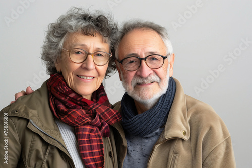 Happy Mature Senior Couple Posing Together for Photo