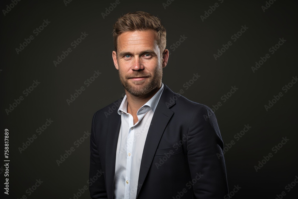 Portrait of a handsome man in a suit on a dark background. Portrait of a handsome man in a suit on a dark background.
