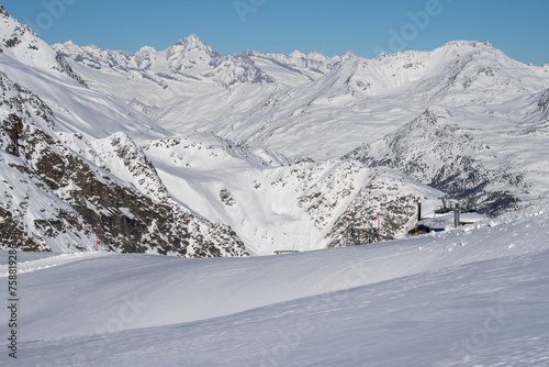 Mountain massif near Saas-Fee in Switzerland photo