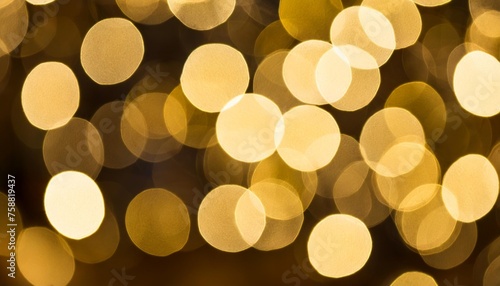 gold holiday bokeh lights panoramic background or web banner