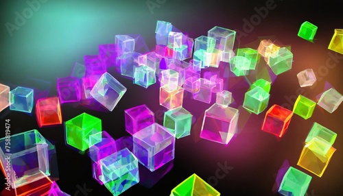 abstract background with colorful glowing cubes
