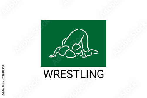 wrestling sport vector line icon. athlete fight with wrestling style sport pictogram, vector illustration.