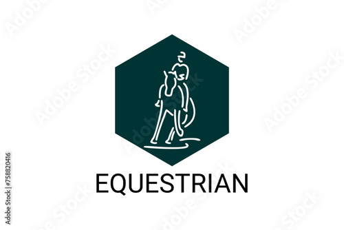 equestrian sport vector line icon. athlete riding a horse sport pictogram, vector illustration.