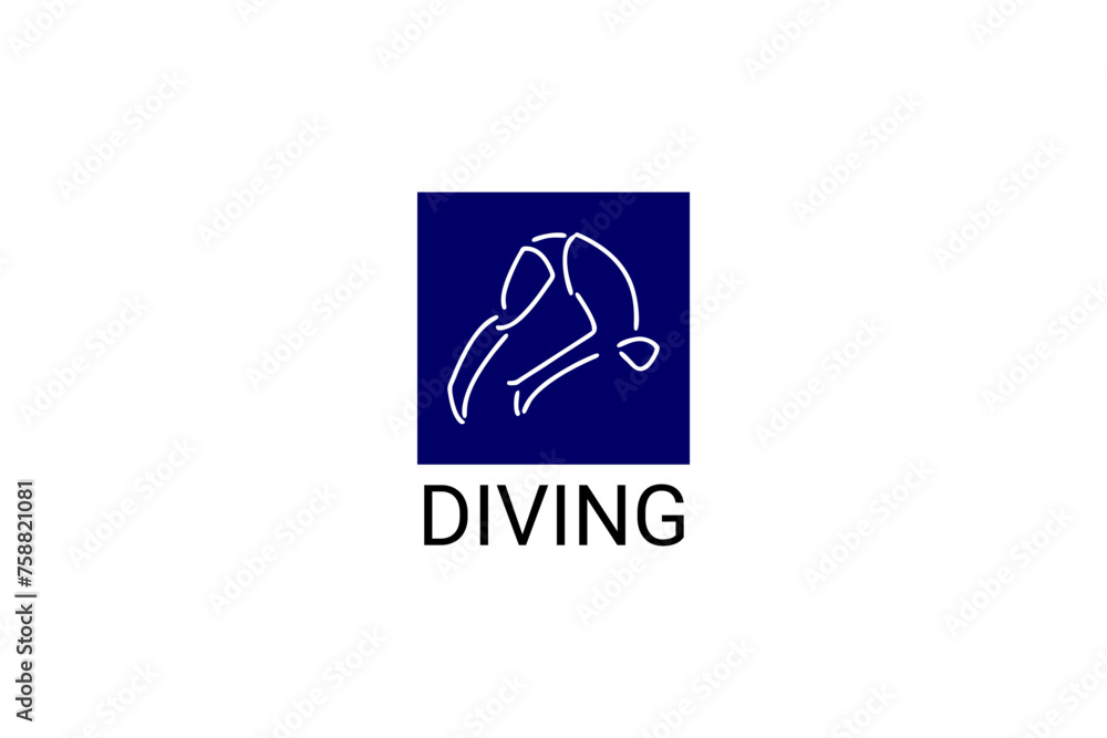 Diving (sport) vector line icon. swimmer with diving sport. sign. sport pictogram illustration Diving (sport) vector line icon. swimmer with diving sport. sign. sport pictogram illustration