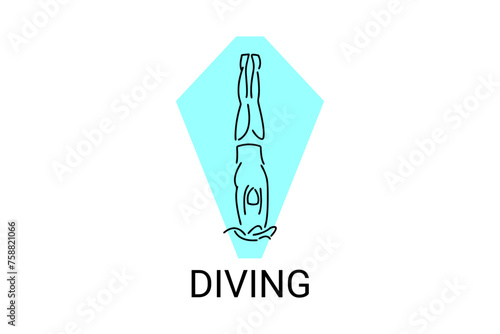 Diving (sport) vector line icon. swimmer with diving sport. sign. sport pictogram illustration