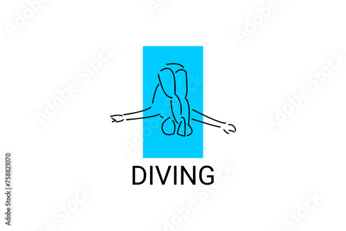 Diving (sport) vector line icon. swimmer with diving sport. sign. sport pictogram illustration