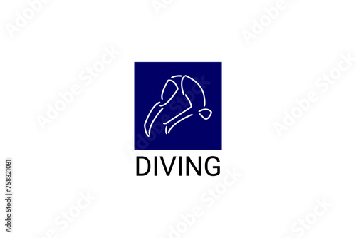 Diving (sport) vector line icon. swimmer with diving sport. sign. sport pictogram illustration
