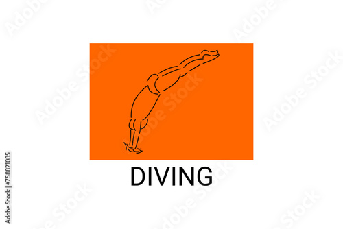 Diving (sport) vector line icon. swimmer with diving sport. sign. sport pictogram illustration