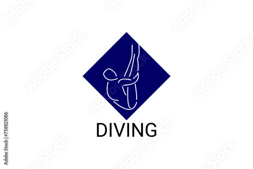Diving (sport) vector line icon. swimmer with diving sport. sign. sport pictogram illustration