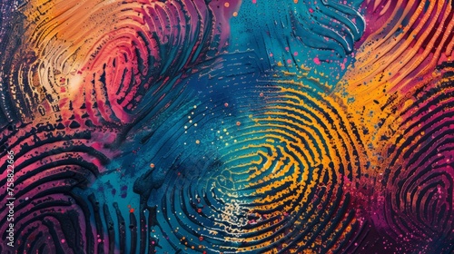 Background of colorful fingerprint patterns