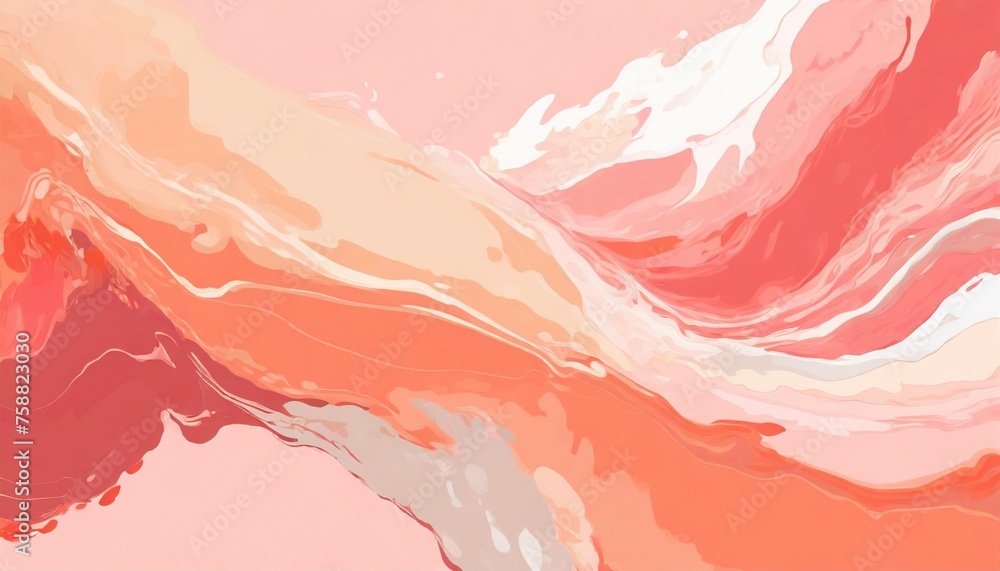 abstract splash of coral and peach hues background dynamic design pastel pink texture copy space