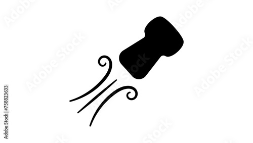 Champagne cork, black isolated silhouette