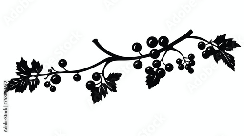 Black silhouette contour of currant berry hanging