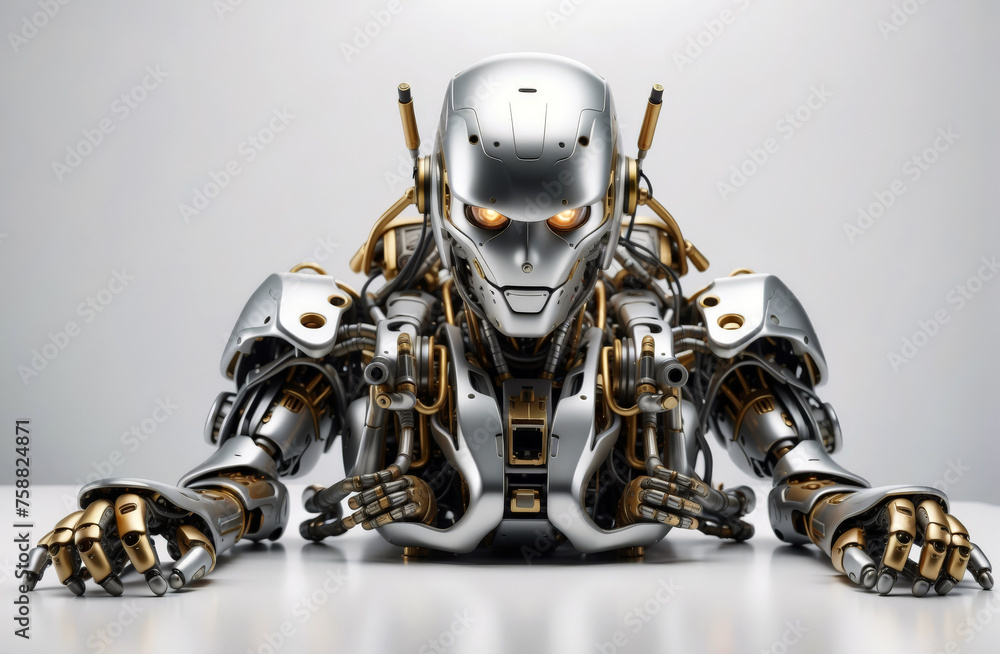 Robot portrait on isolated background technology concept.
Robot portrait on isolated background technology concept.