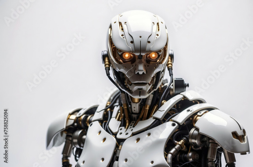 Robot portrait on isolated background technology concept. 