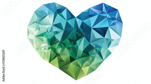 Blue green heart isolated on white