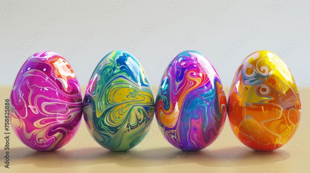 Colorful Marbled Easter Eggs 3D Model with Vibrant Patterns and Textures for Holiday Decoration and Celebration Concept Colorful Marbled Easter Eggs 3D Model with Vibrant Patterns and Textures for Holiday Decoration and Celebration Concept