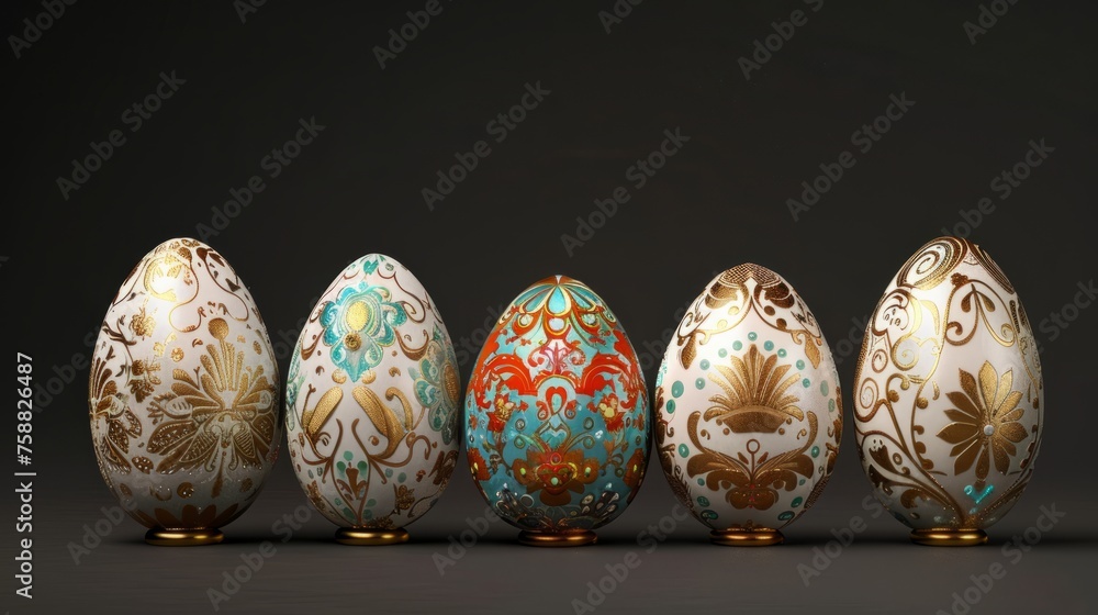Decorative easter eggs with ornament Decorative easter eggs with ornament