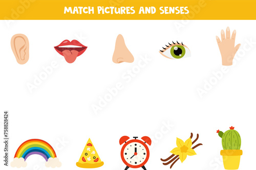 Match objects and senses. Five senses worksheet.