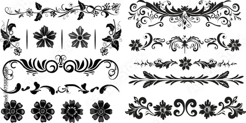 floral dividers and flower silhouettes for your design #758828863