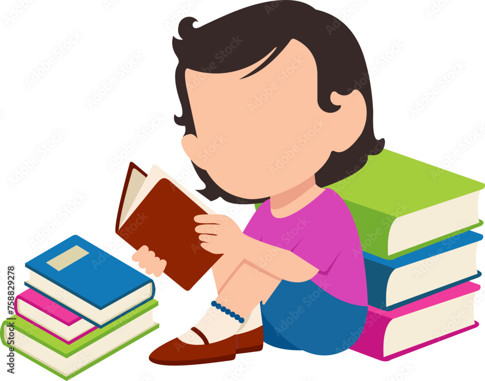Kid Reading a Book Illustration Kid Reading a Book Illustration