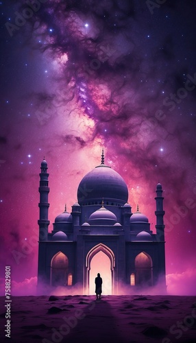 Moonlit Splendor: Stunning Mosque at Night
