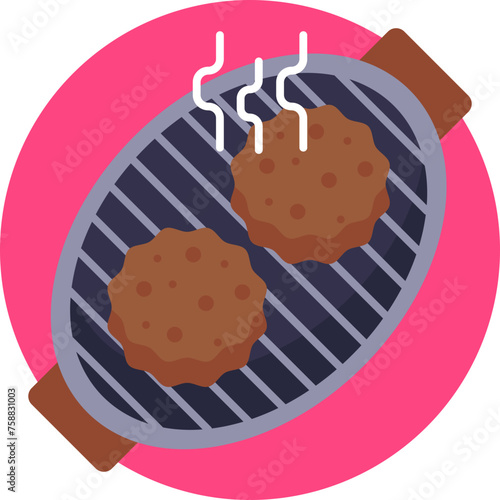 The iconic symbol of a perfectly seasoned hamburger patty, promising a mouthwatering bite at your next cookout.