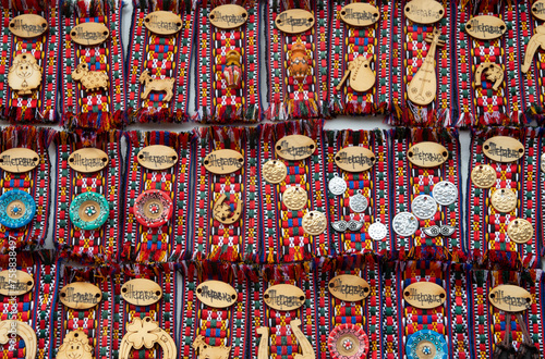 Bulgarian souvenirs handmade with traditional embroideries with the inscription Zheravna, Bulgaria photo