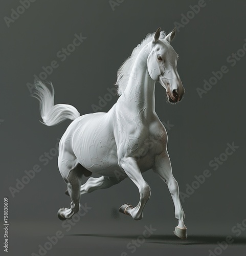 Majestic white horse at a gallop  the beauty and strength of the horse