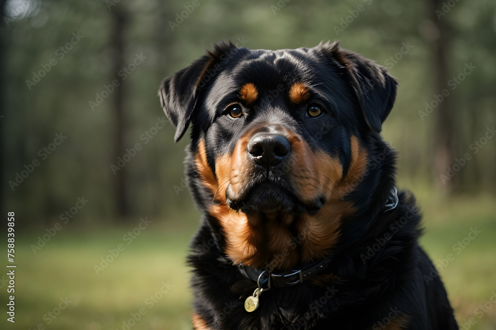 Regal Rottweiler: Majestic Portrait of a Powerful Breed- Generative AI Image Regal Rottweiler: Majestic Portrait of a Powerful Breed- Generative AI Image